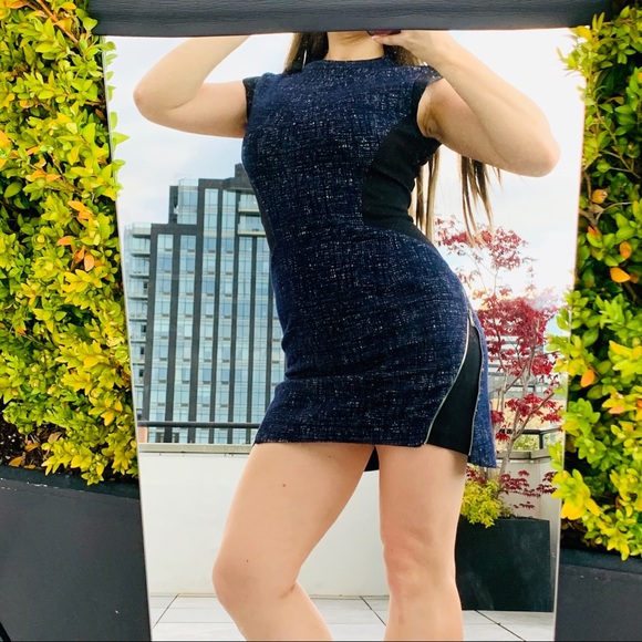 TIME Wool Metal Zipper Shaper Fashion Mini Dress - Picture 10 of 16